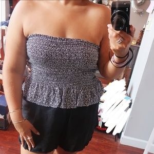 Smocked Peplum Tube Top